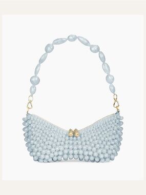 cult gaia Mercer Beaded Clutch in Light Breeze Blue